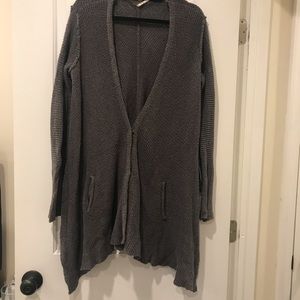 Free People Charcoal Gray Flowy Knit Cardigan